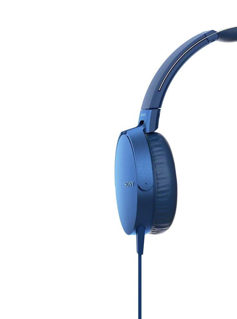 Sony Deep Bass Model with Remote and L Headphones, MDR-XB550AP Foldable, Microphone, Blue, MDR-XB550AP
