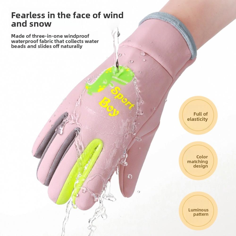 Windproof Kids Warm Gloves Night Luminous Children's Outdoor Gloves Outdoor