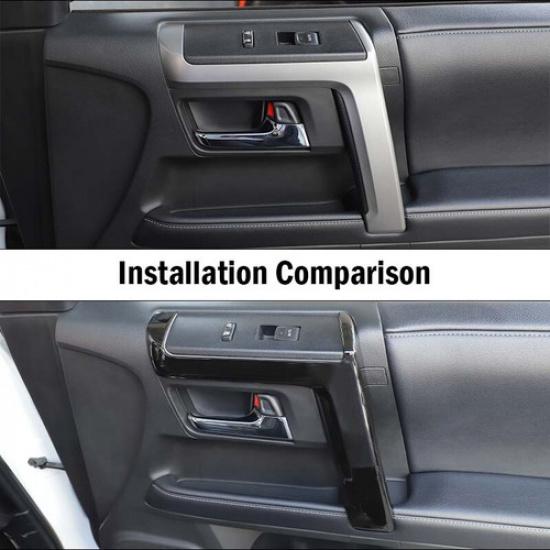 Glossy Black Interior Door Armrest Handle Cover Trim Stripes For 4runner 2010+