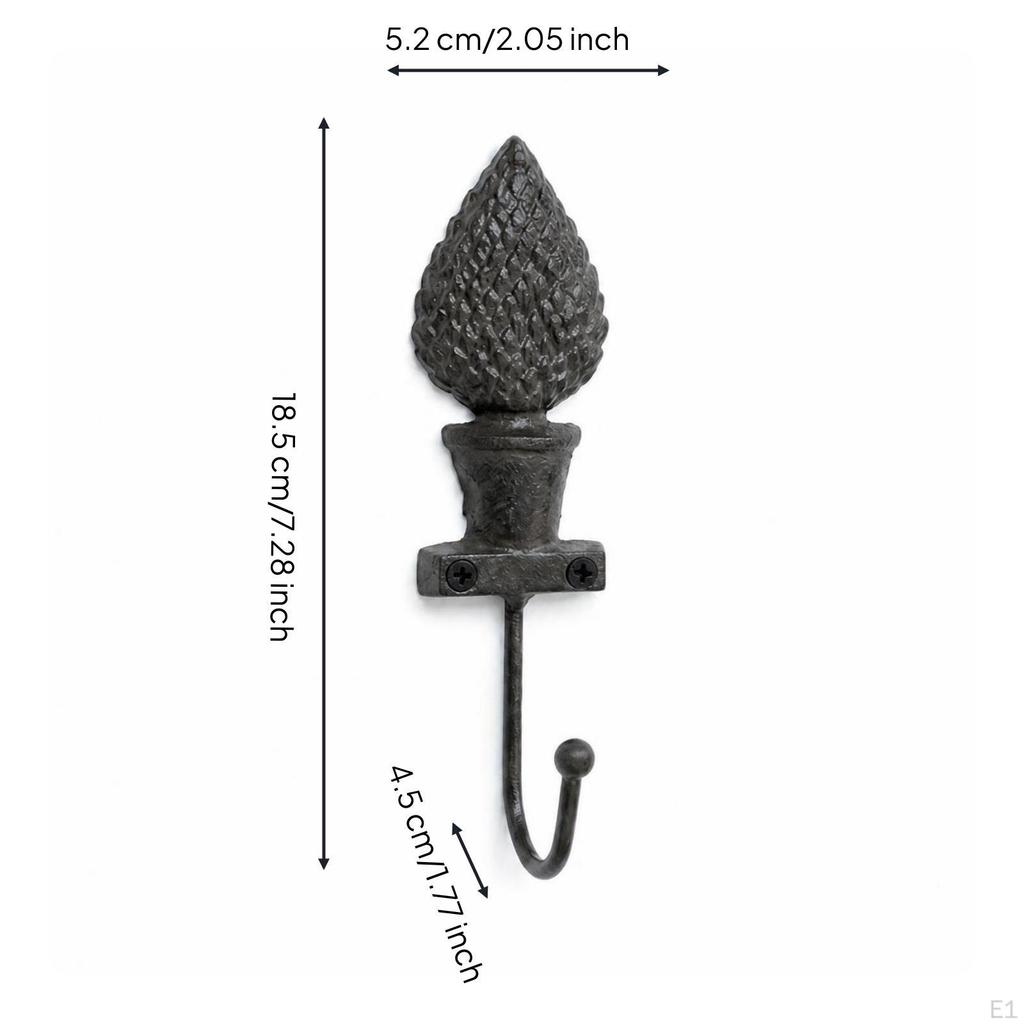 Rustic Hook with Mounting Screws Heavy Duty Cast Iron Vintage Decorative Wall Hooks for