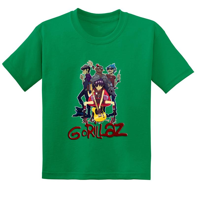 Hot-selling Gorillaz Rock Band Printed Summer Fashionable Pure   Short-sleeved T-shirt for Boys and Girls