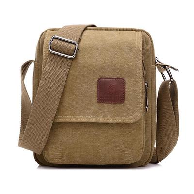 Men's Fashionable Canvas Crossbody Bag - Korean Style, Casual, Unisex, Small Shoulder Bag