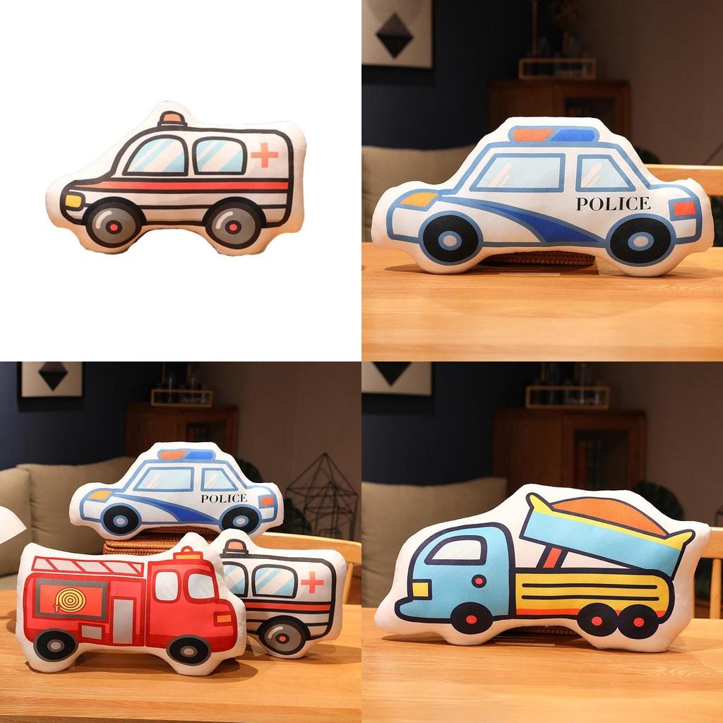 Niedliches Cartoon-Auto-Kissen als Plüschtier für Kinder, inklusive Feuerwehrautos und Polizeiautos