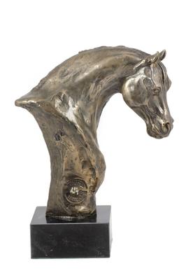Australian Stock Horse I - Elegant Statuette, Bust of a Horse On a Stone Base, a Trophy for Horse Racing by.
