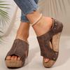 Large size wedge heel cross with sandals women's new wedge heel fish mouth women's shoes