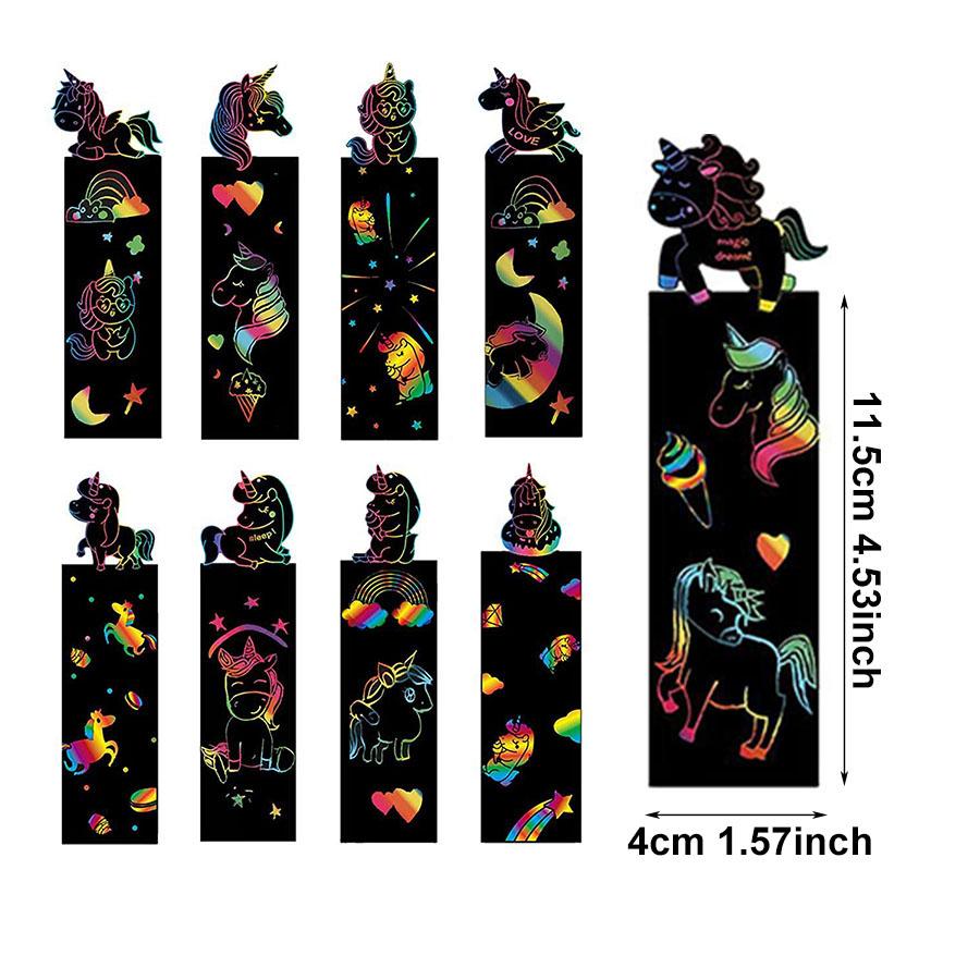 Colorful Scratch Painting Bookmark Animal Unicorn Dinosaur Pattern DIY Puzzle Early Education Children Kids Birthday Gift JXB