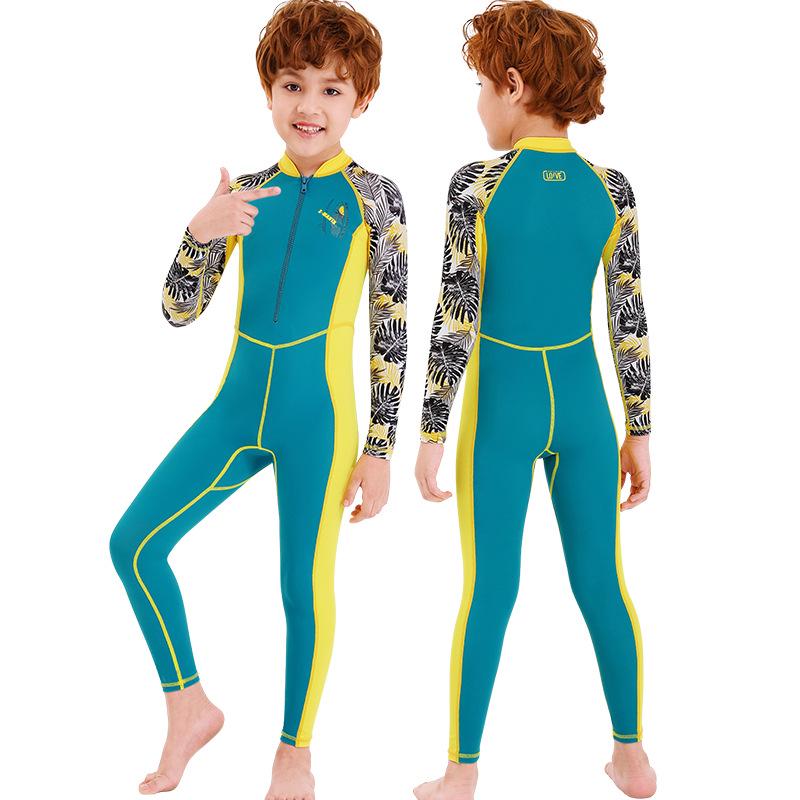 Popular Boys' Long-Sleeve Quick-Dry Sun Protection Swimsuit for Snorkeling