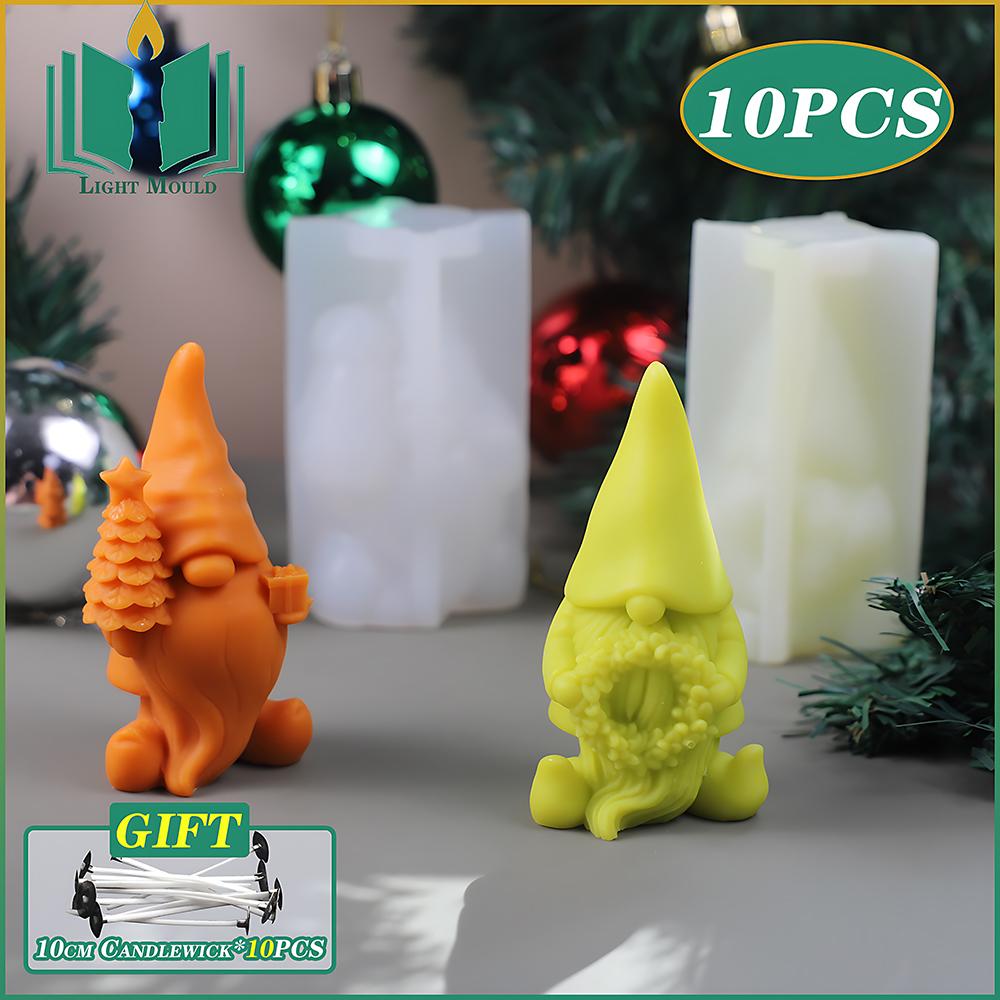 

10PCS Christmas New Faceless Dwarf Candle Silicone Molds DIY Aroma Candle Homemade INS Creative Handmade Soap Silicone Mold
