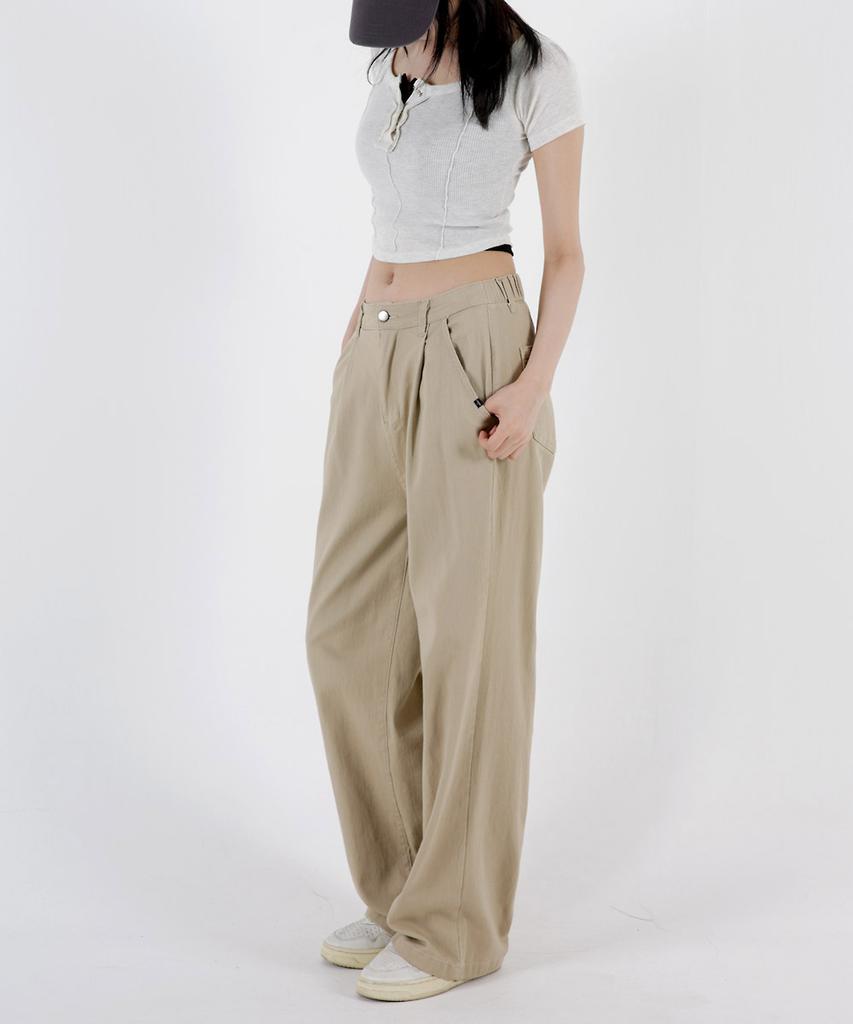 UMM Women'S Pintuck Back Elastic Wide Stretch Pants 3 Colors