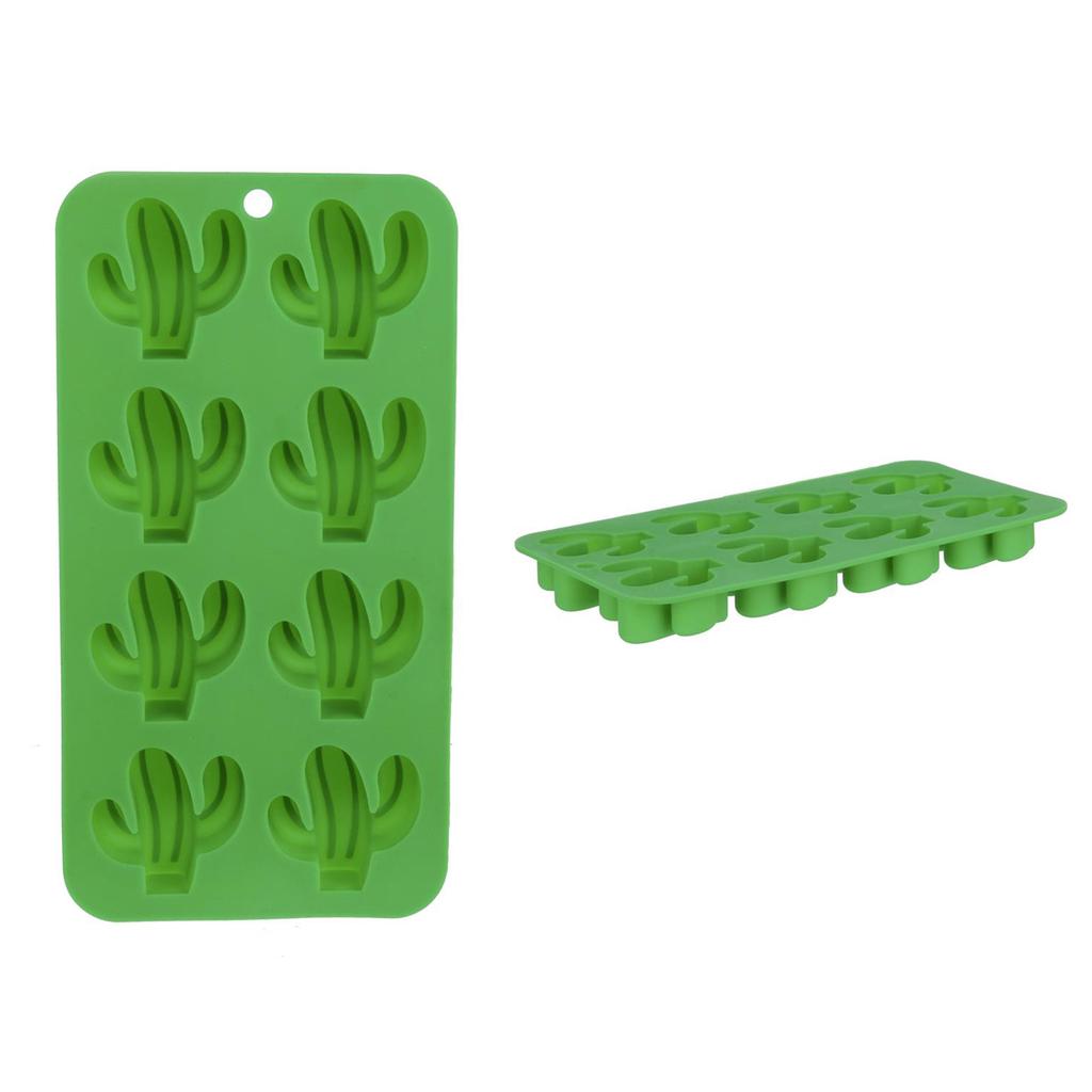Les Trésors De Lily [Q0767] - Moule à glaçons silicone 'Cactus' vert (8 glaçons) - 21x11 cm