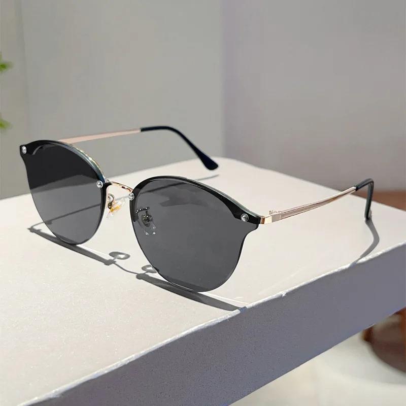 Luxury Designer Brand Half Frame Sunglasses Women For Men Popular Rivet Vintage Sun Glasses Punk Outdoor Driving Metal Eyewear