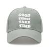 [Inspirational Baseball Cap] Good Things Take Time Print Polyester Adjustable Breathable Casual Outdoor Sports Baseball Hat For Men Women Daily Wear