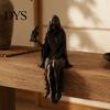 Tabletop Shelf Decoration Gothic Raven Sitter Statue, Hooded Lady Reaper Figurine, 3D Printed Dark Creative Bookshelf Statue Edge Sitter, Witchy Room