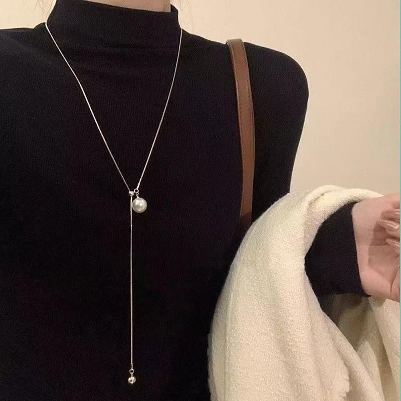 Rhinestone Tassel Sweater Chain Long Necklace