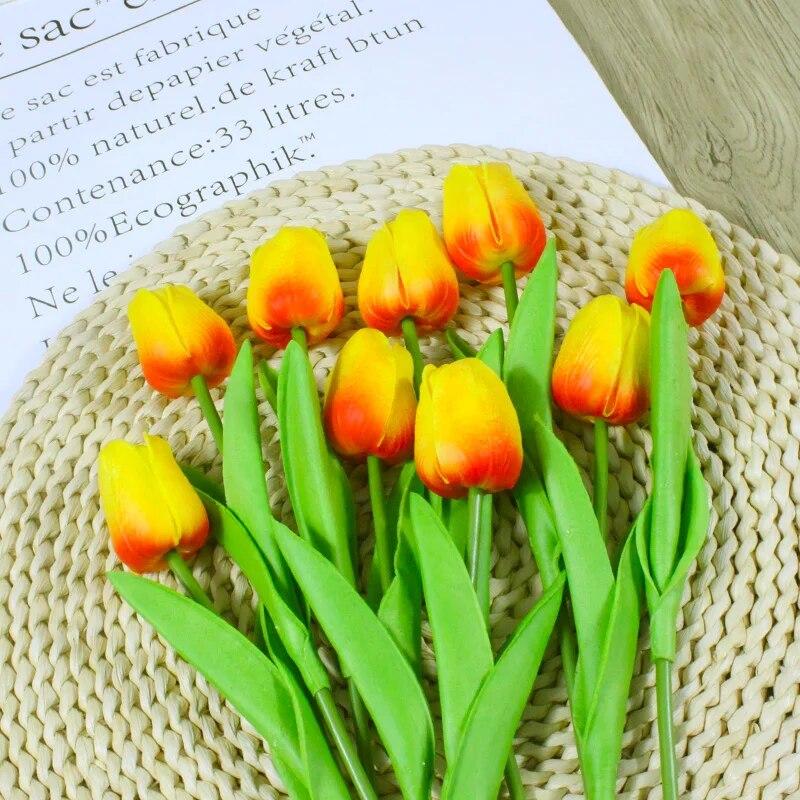 10PCS Tulips Flowers Artificial Tulip Bouquet PE Foam Fake Flower for Wedding Decoration Mother Day Gifts Home Garden Decor