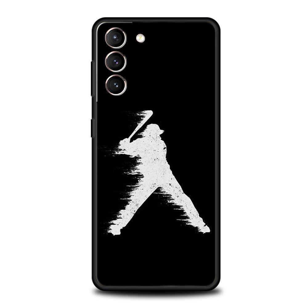 Baseball Phone Case For Samsung Galaxy S25 S24 S23 FE S22 Ultra S20 S21 5G S10 Plus S10E Soft Black Cover