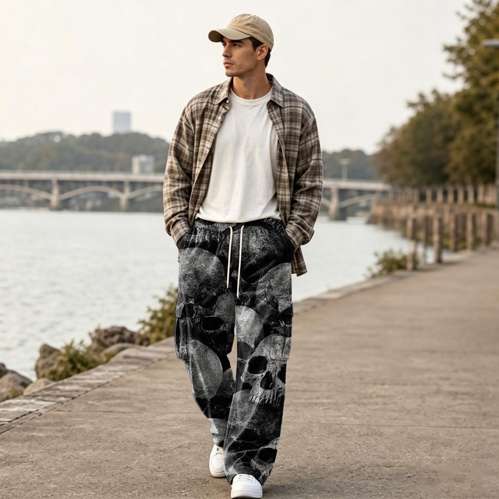 Men's Loose Fit Wide Leg Casual Pants Streetwear Comfortable Trousers