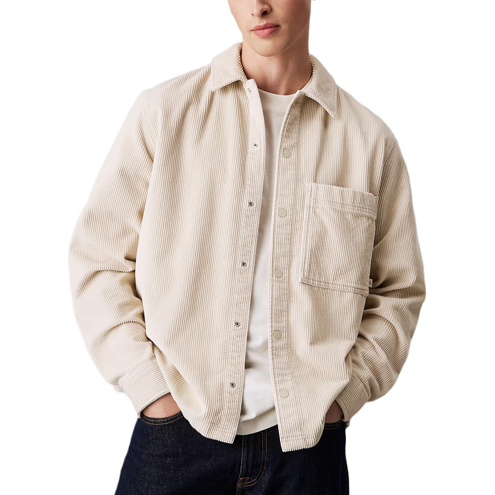 

Calvin Klein Casual Solid Color Point Collar Loose Fit Long Sleeve Jacket Men jackets Light-Beige J30J326678-PD7 S