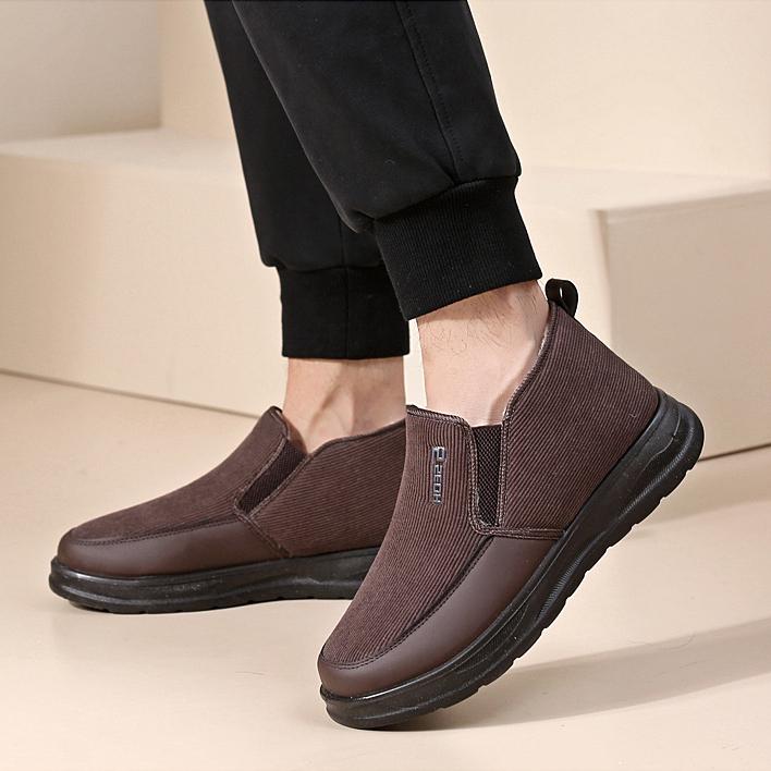 Cotton Shoes Middle-aged Elderly Men's New Plush Warm Anti Slip Snow Boots Outdoor Work Travel Leisure Shoes