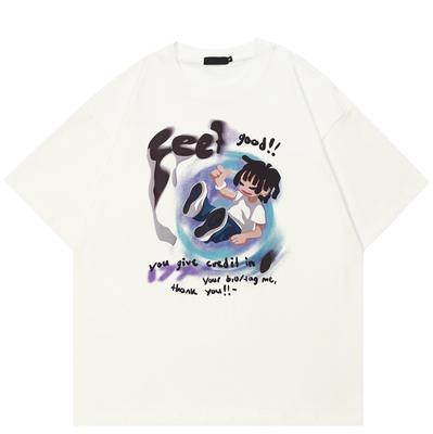2024 Streetwear Tegneseriegutt Grafisk Unisex T-skjorte Bomulls-t-skjorte Unisex Topper Tees Sommer Kortermet T-skjorte