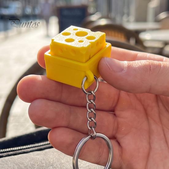 Durable Plastic Toy Cheese Fidget Keychain, Mechanical Keyboard Click, Creative Sound Stress Relief Tactile Clicky Keycap Toy, Portable Gadget
