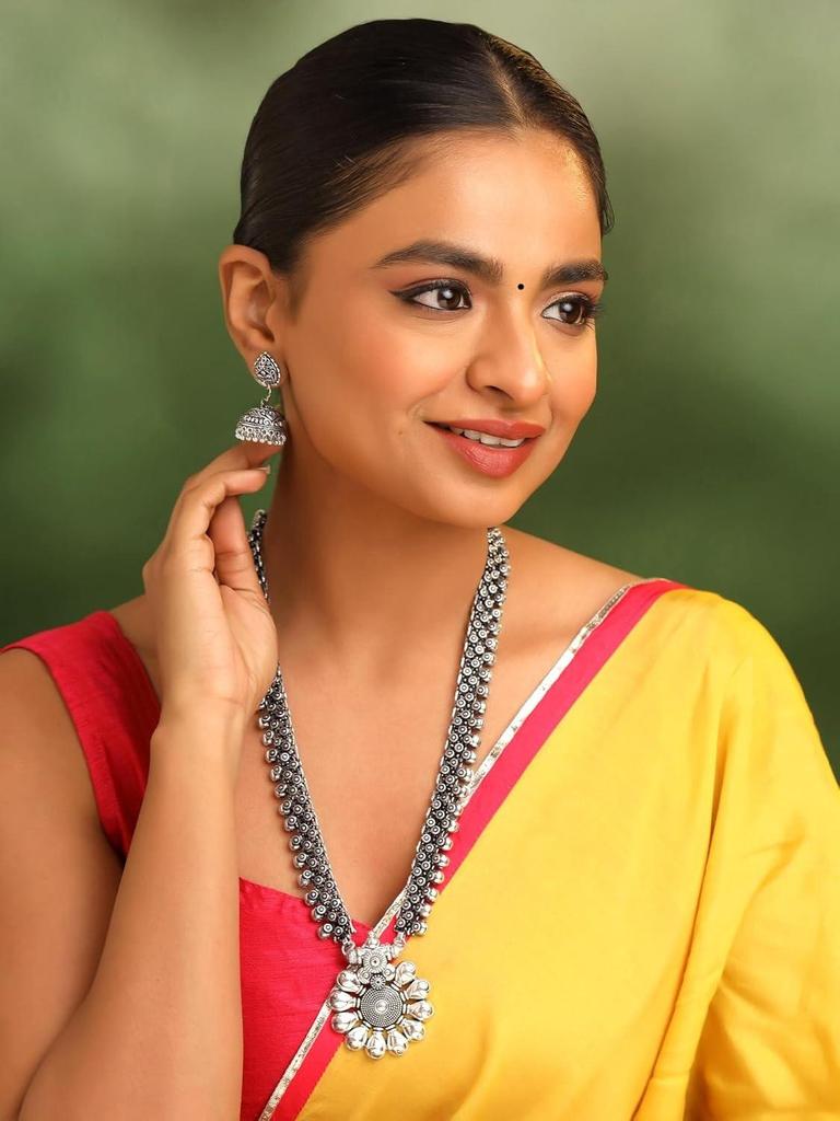 Traditional Silver Oxidised Silver Necklace Jewellery Set for Women