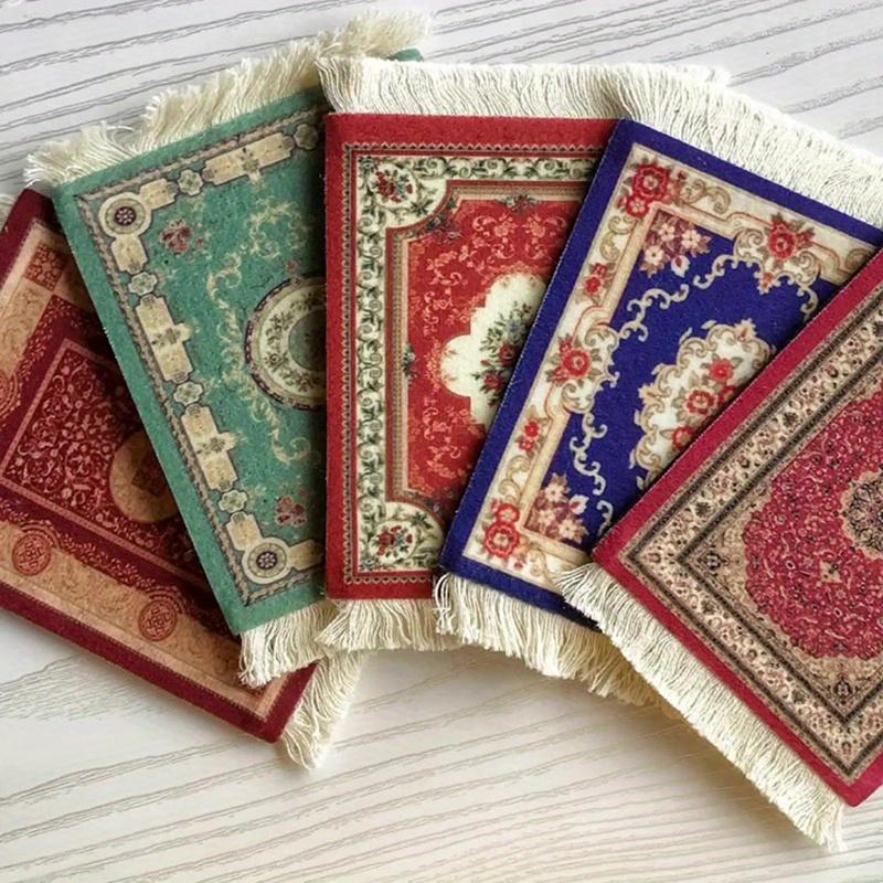Coasters Cup Pad Persian Mini Woven Rug Mat Mousepad Carpet Ethnic Pattern Cup Laptop with Home Office Table Decor Craft Table