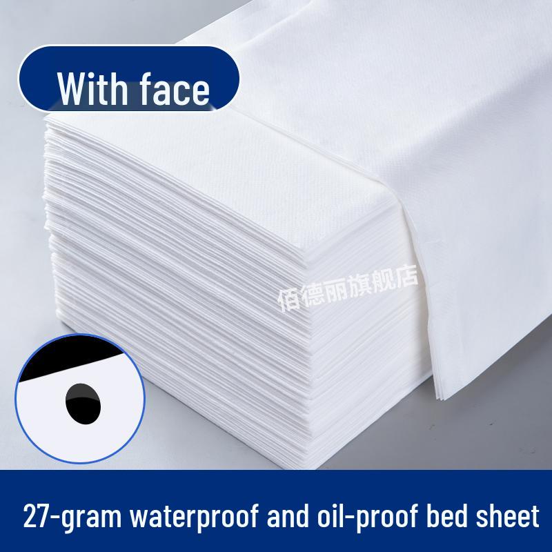 Thick Disposable Massage Bed Sheets with Face Hole - Non-Woven Breathable Material for Beauty Salons