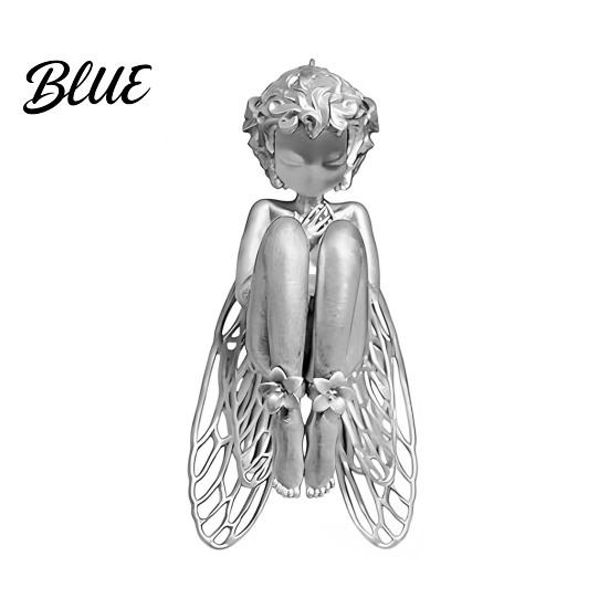 Floral Embellishment Necklace Angel Pendant Tranquil Winged Design with Mysterious
