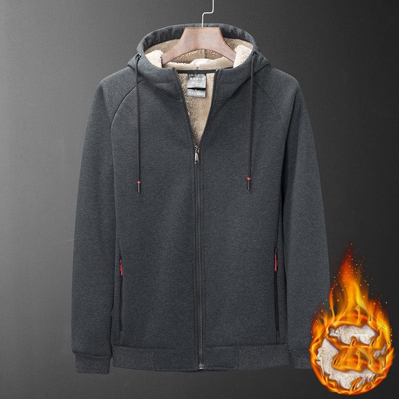 Winter Thicken Hooded Cotton Winter Plus Cashmere Men's Casual Lamb Cashmere Plus Size Hoodie Plush Coat L-8XL Streetwear