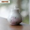 Hand Drawn Rose Ceramic Creative Tea Box Organizer Moisture-proof Creative Storage Tank Containers Tea Caddy POT Tea Set Gift