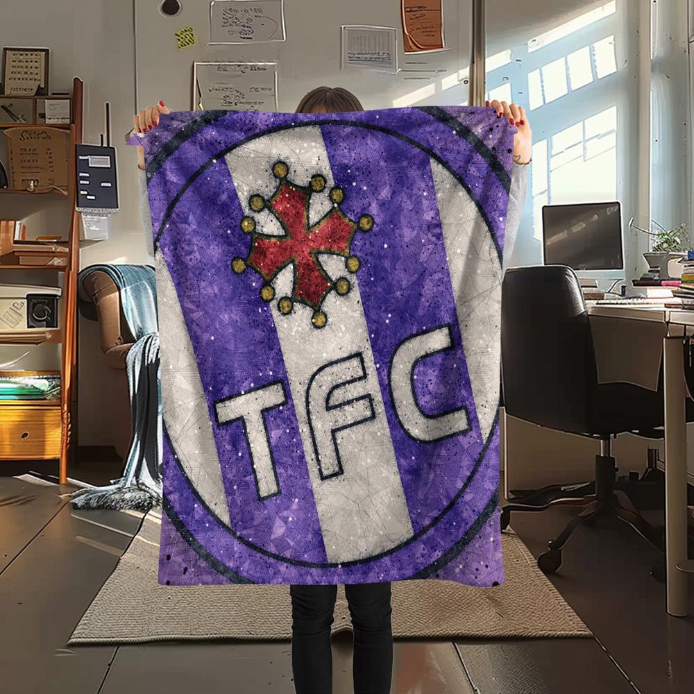 Toulouse Football Club Flanelldecke mit Aufdruck, Hohe Qualität, Bequem für alle Jahreszeiten, Heimdekoration, Wärme und Komfort
