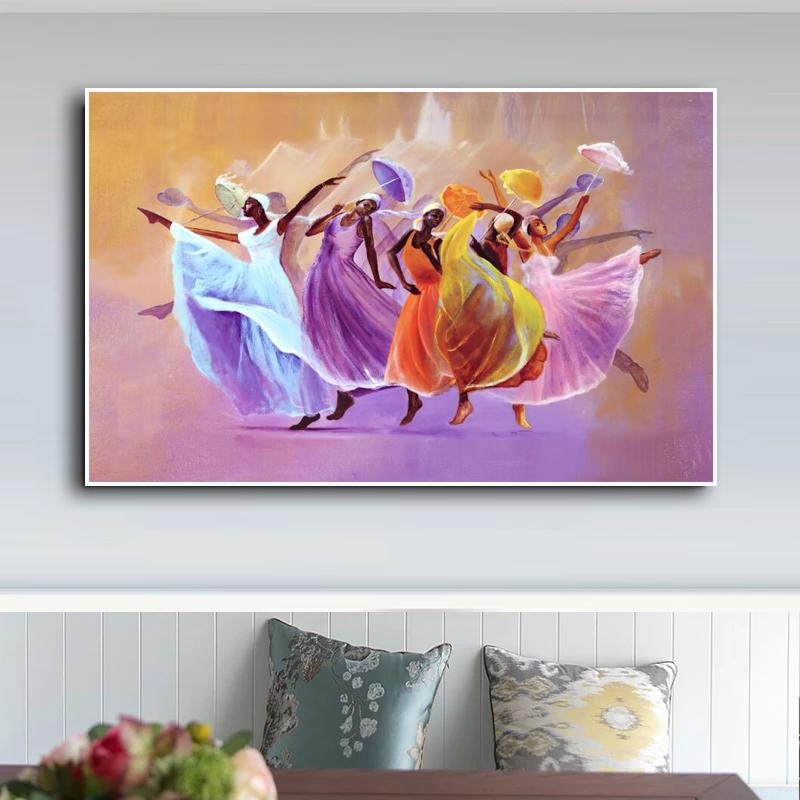 Afrikanische Gemälde Frau tanzt Wandkunst Drucke Wandkunst Poster Drucke Wandbilder für Wohnzimmer Heimwanddeko Kein Rahmen