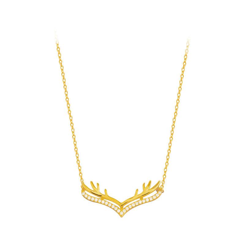 

Рождественское ожерелье с рогами, женская легкая роскошь, праздничная цепочка на ключицу, подарок для девушки и лучших друзей