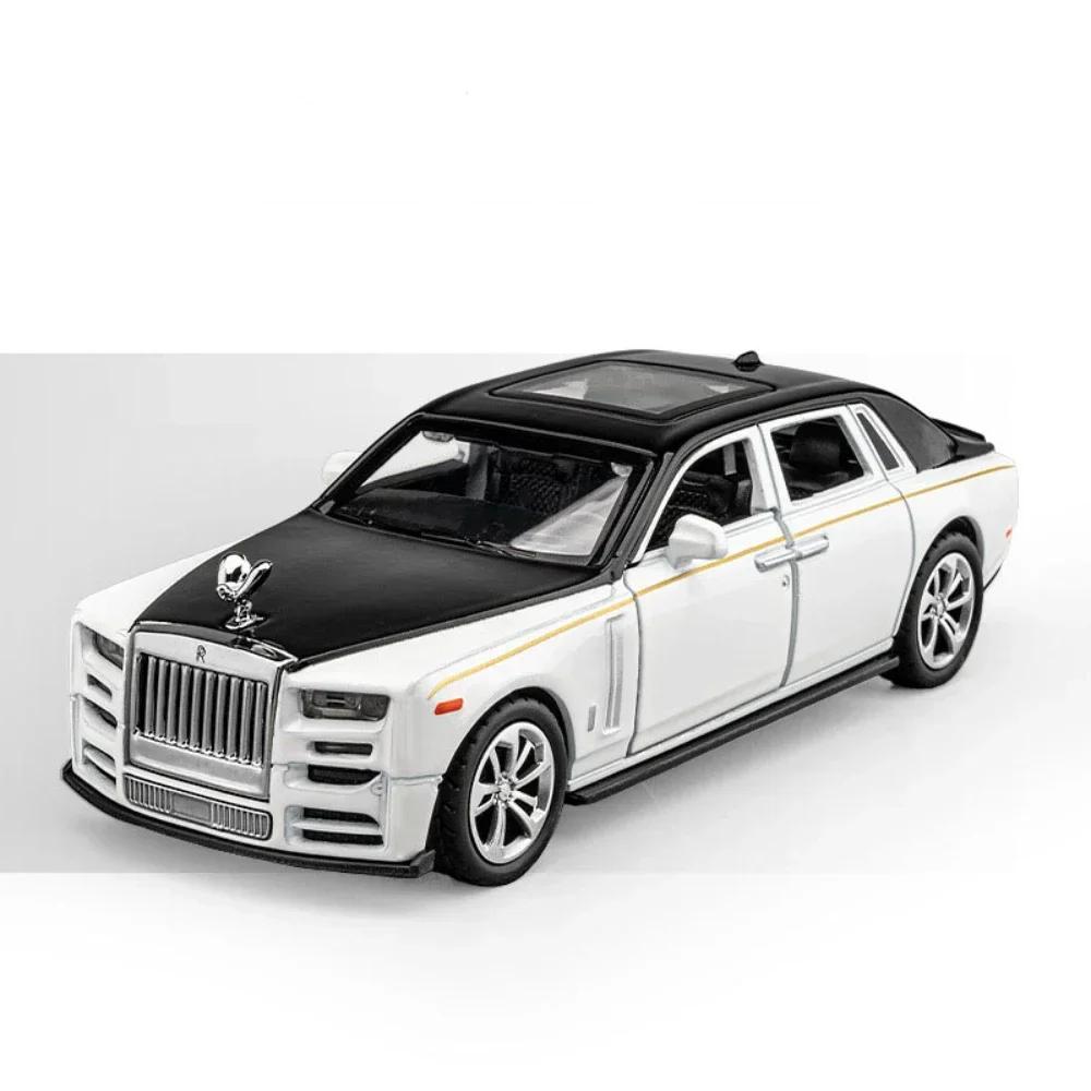 ABBD1 1/36 Rolls Royce Phantom Car Model Alloy Diecast Simulation Toy with Sound Light 2 Doors Opened Toys for Kids Christmas Gifts
