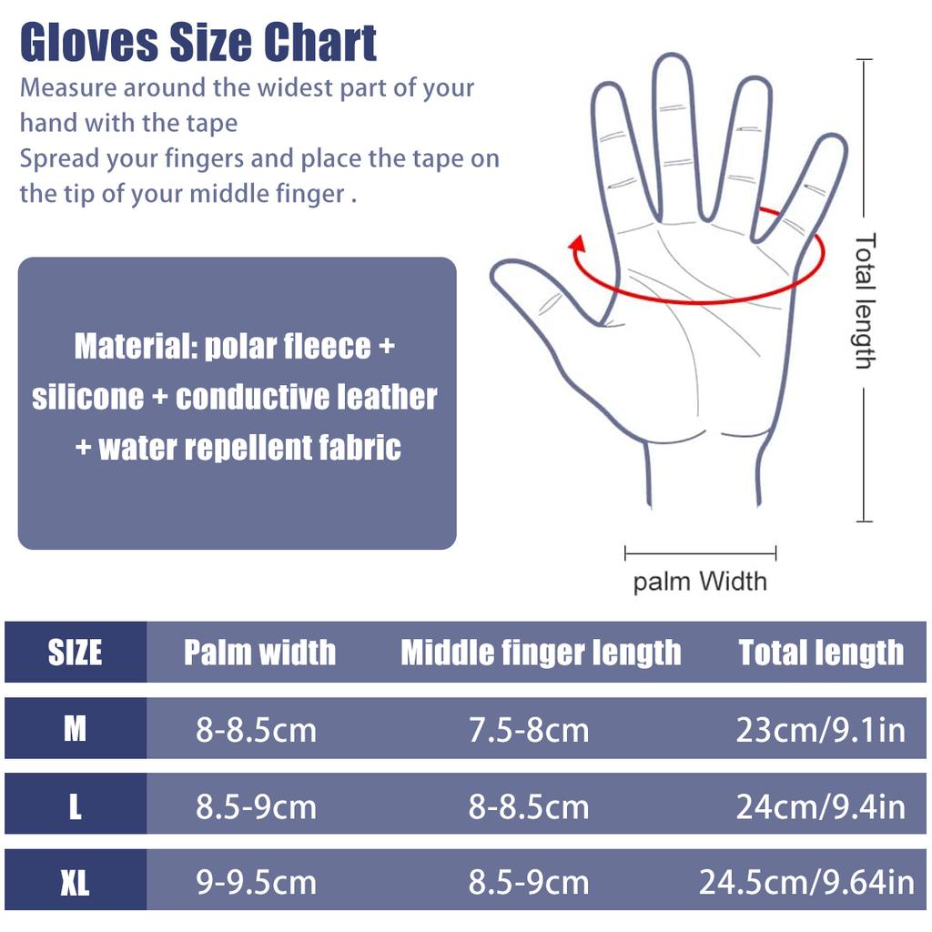 Winter Gloves Men Women Touch Screen Non-Slip Gloves Windproof Water-Resistant Warm Winter Gloves Thermal Running Mittens