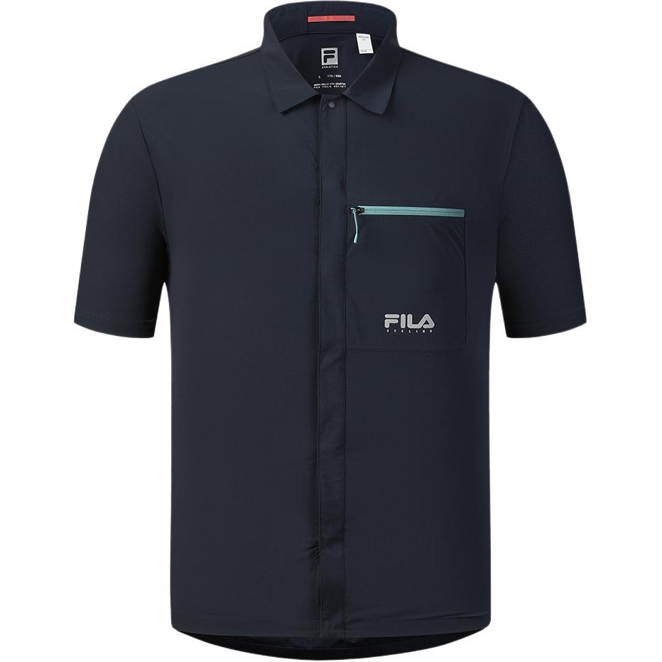 FILA Cycling Psyche Flow Series Fashion Soft Comfortable Short Sleeve Shirt Men tops Deep-Blue A11M528401F-DB 2XL