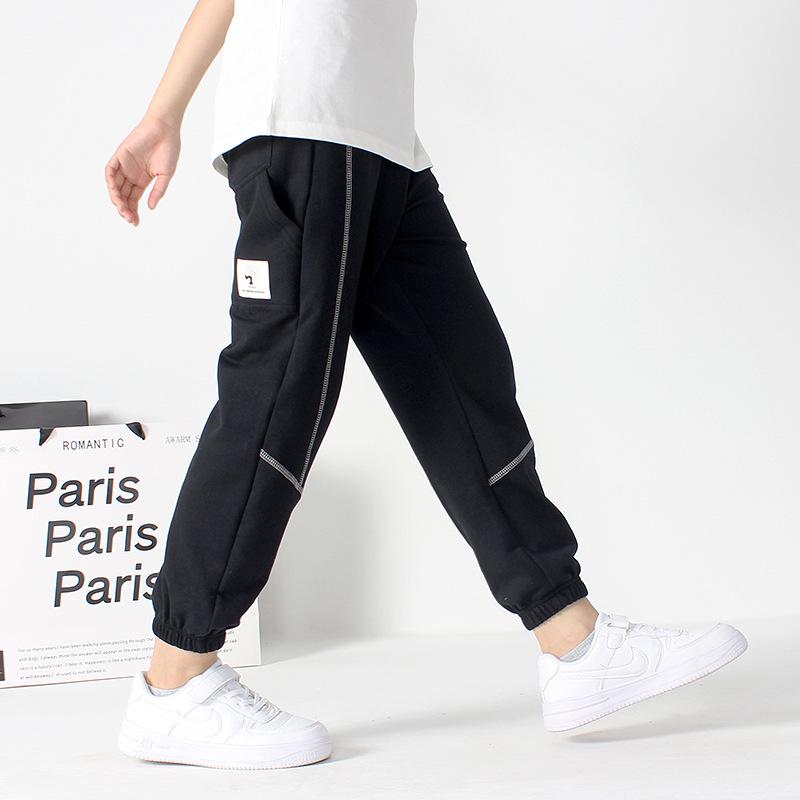 Spring Korean Boys' Trousers: Stitching Terry Sweatpants for Kids