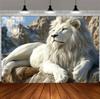 Luxury White Lion Backdrop Supplies White and Gold Regal Animal Background Birthday Photozone Party Decoration Photography Props
