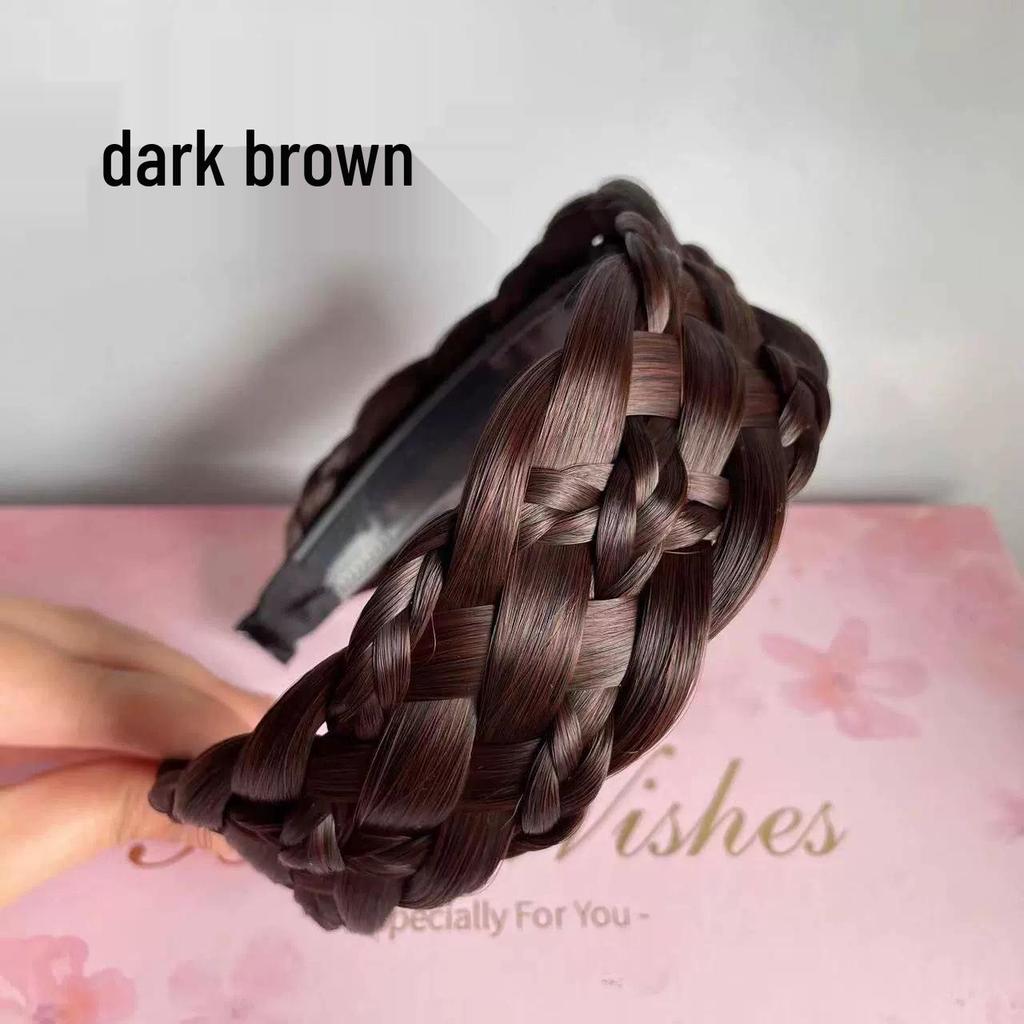 Five-Strand Braid Thick Wide Edge Handmade Fishtail Twist Headband for Women