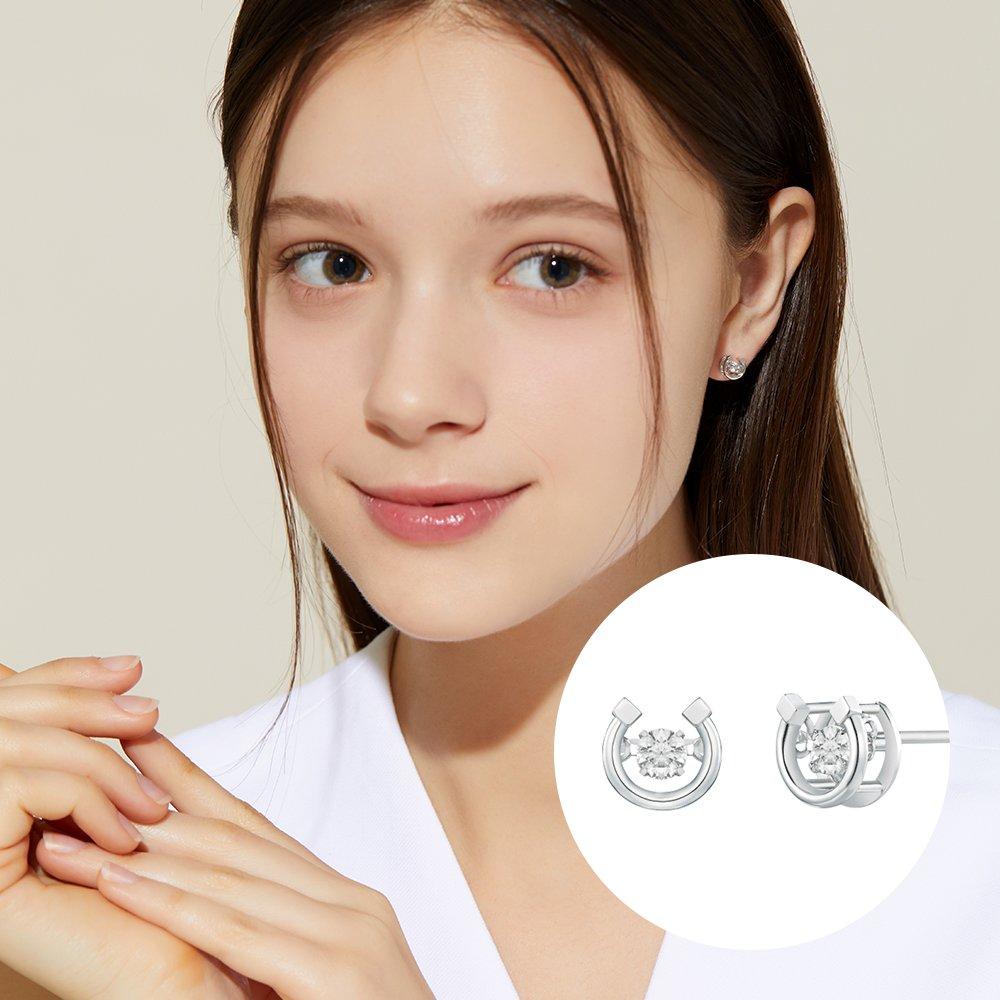

[Stonehenge] Lucky You Dancing Stone Stella Silver Earrings N0136