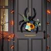 Spider Wooden Plaque Door Wreath Halloween Wreath Pendant Festival Decoration Simulation Flower Hanging Ring Decor for Yard Gift