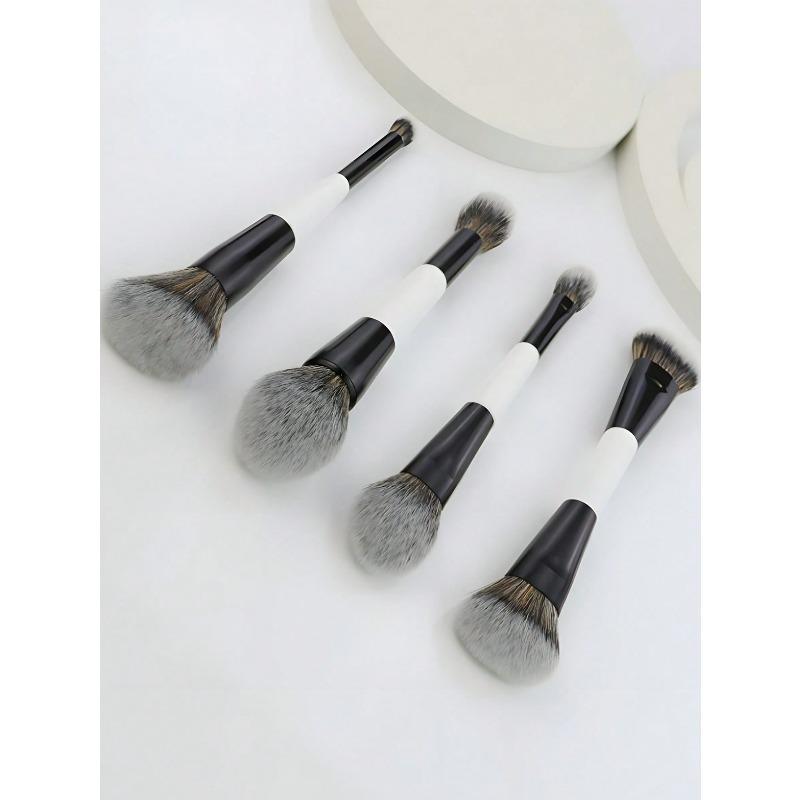 4pcs Double-Ended Makeup Brush Set Multi-Functional Foundation, Blush, Powder, Highlighter, Contour And Concealer Brushes For Women Makeup Brush Kit