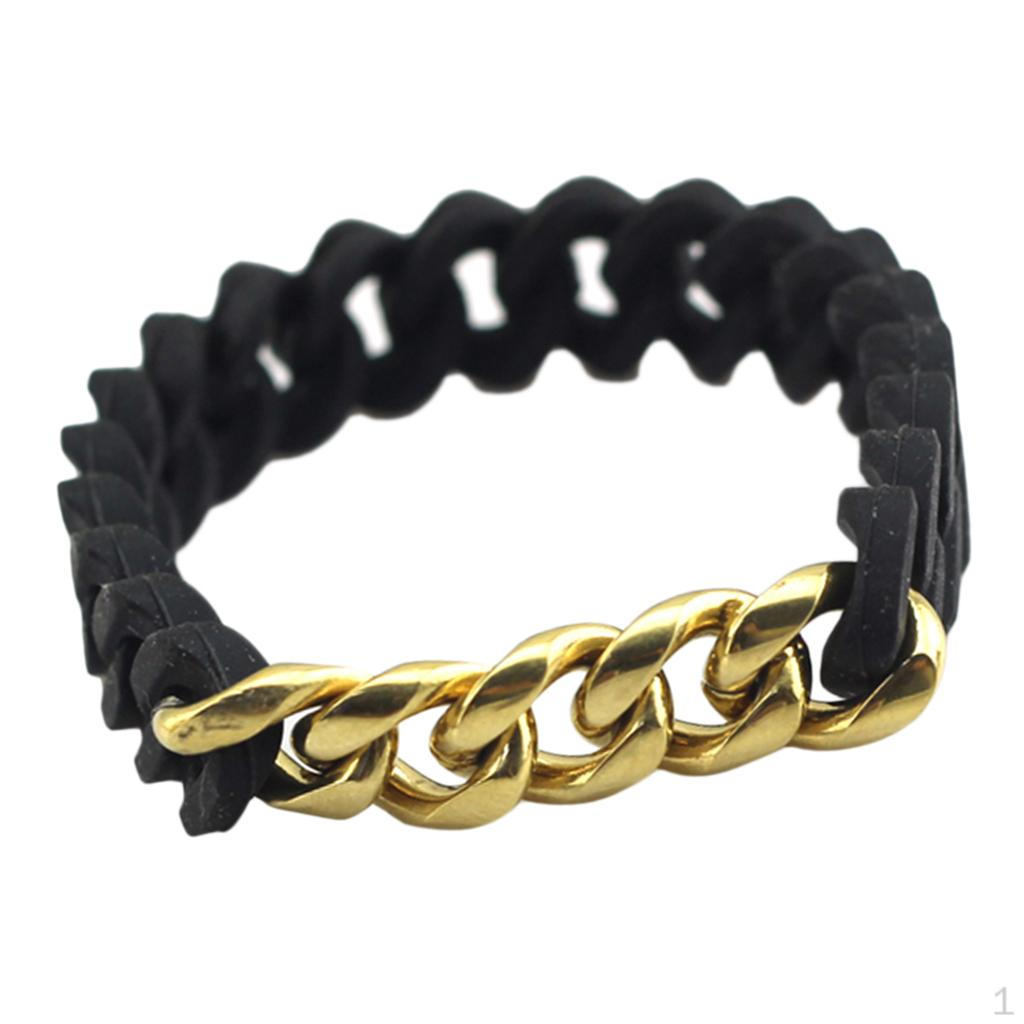 

Браслет из силиконового материала для мужчин и женщин, браслеты-цепочки с панцирем - 190 мм, черный, золотой, as