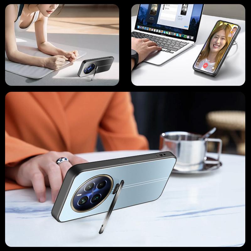 For Realme 12 Pro 5G/12 Pro+ 5G Case with Lens Kickstand Shockproof PC+TPU Phone Cover