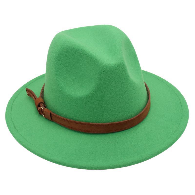 Gentleman'S Top Hat Vintage Jazz Hat Men'S And Women'S Elegant Felt Hat Belt Buckle Tweed Hat Light Luxury