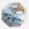1pc Global Exploration and Navigation Umbrella with Plastic Handle, Suitable for All Seasons Outdoor PT376