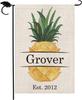 SMILE Personalized Summer Pineapple Garden Ag, Customized Family Last Name Fruit, Double Sided 12 X 18 Inch Rustic Farmhou EEL