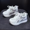 Small man increases height Forrest Gump shoes women's 2025 new platform white shoes casual fashion versatile woven through net women's shoes