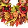 18 Inch Fall Wreath for Front Door Large Autumn Wreath with Artificial Pumpkins Sunflowers Maple Leaves for Thanksgiving Harvest Farmhouse Porch Wall